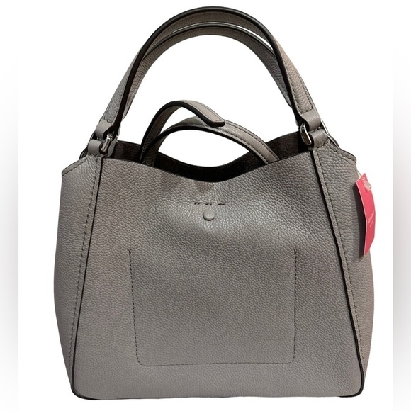 - NWT Kate Spade Soft Taupe Grey Pebbled Leather Triple Compartment Talia Satcel - Picture 6 of 13